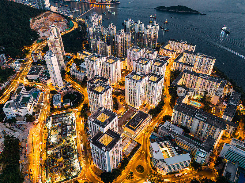 鸟瞰香港薄扶林住宅小区