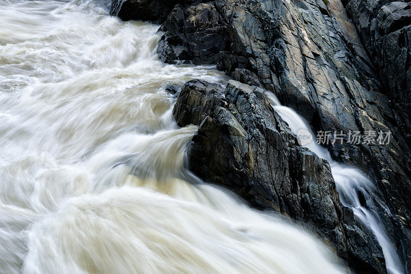 波托马克河汹涌的河水，弗吉尼亚大瀑布