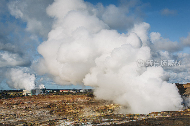 冰岛格林达维克的Gunnuhver温泉地热区