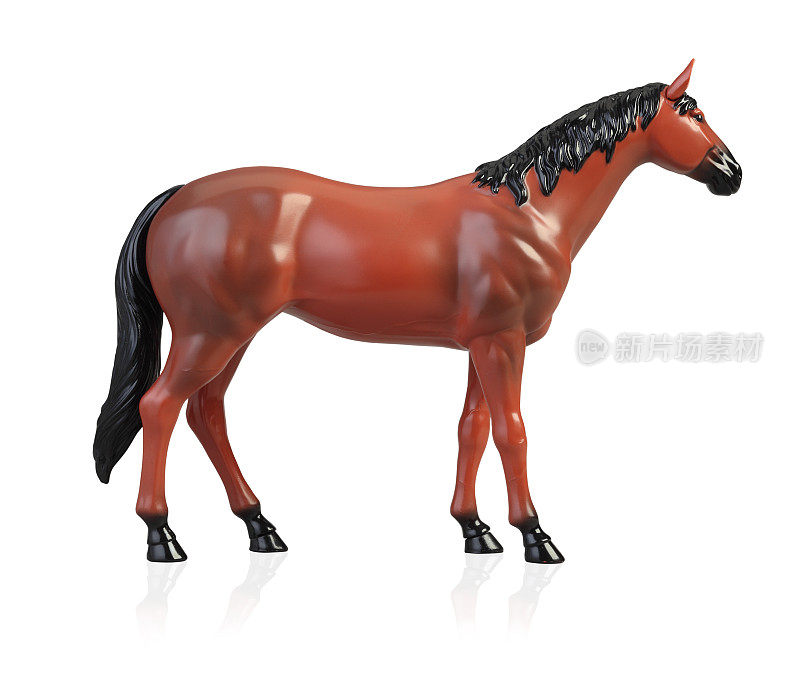 动物塑料马玩具孤立在白色背景。