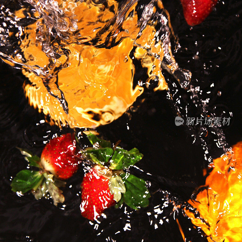 抽象艺术-静物-泼水-水果