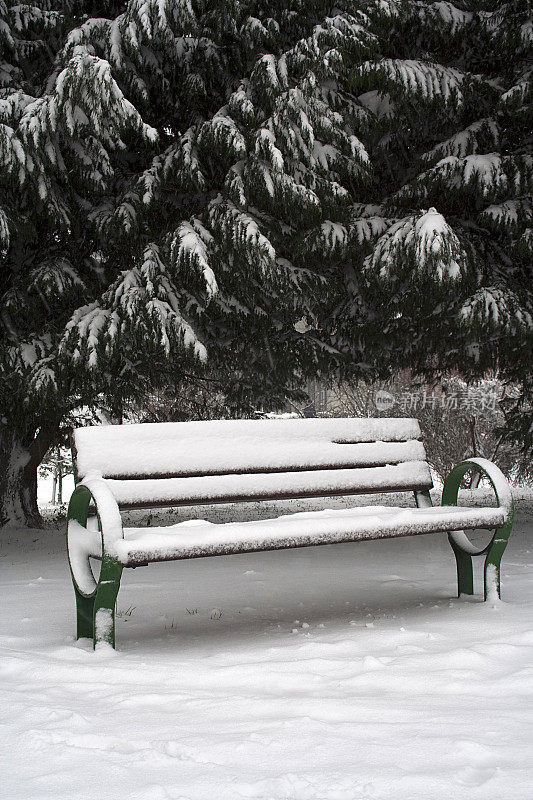 长凳上的雪