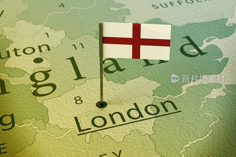 伦敦英格兰旗徽章地图古董