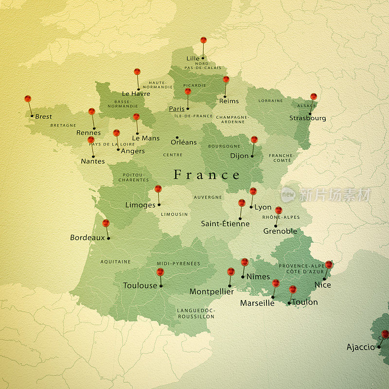 法国地图广场城市直针古董