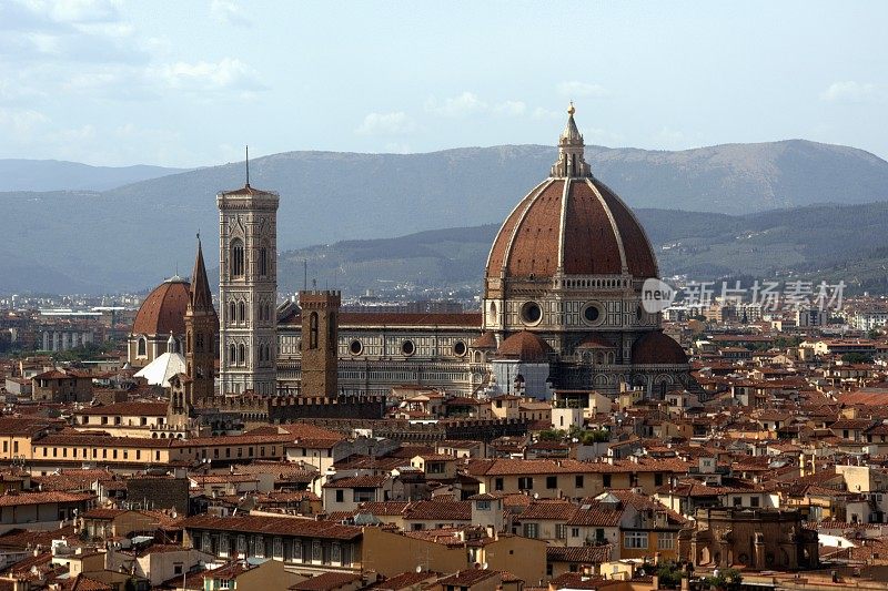 圣玛丽亚德尔菲奥里大教堂和佛罗伦萨城市景观，意大利