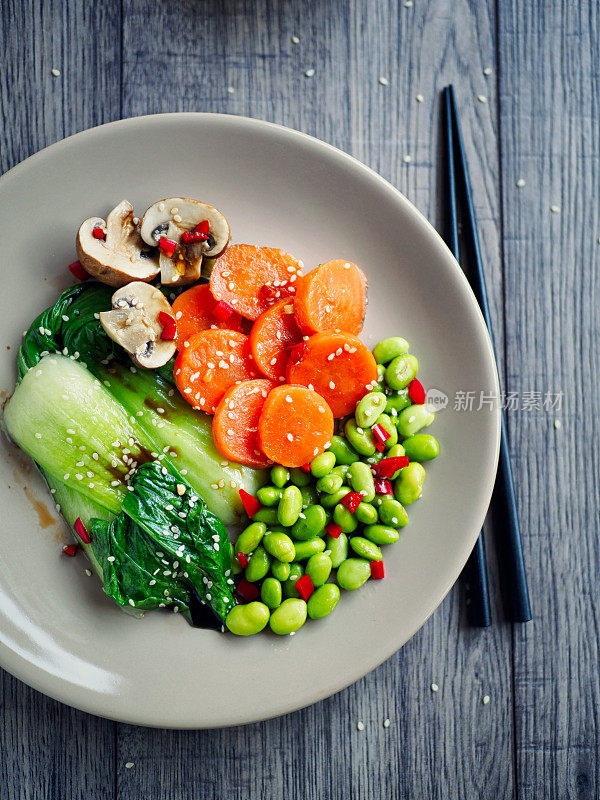 健康的蒸蔬菜