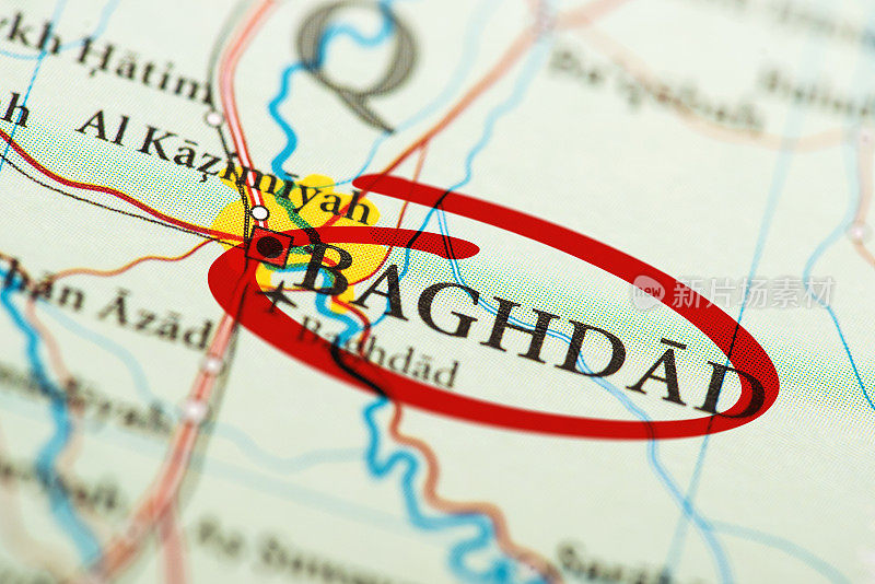 巴格达在地图上用红色标记