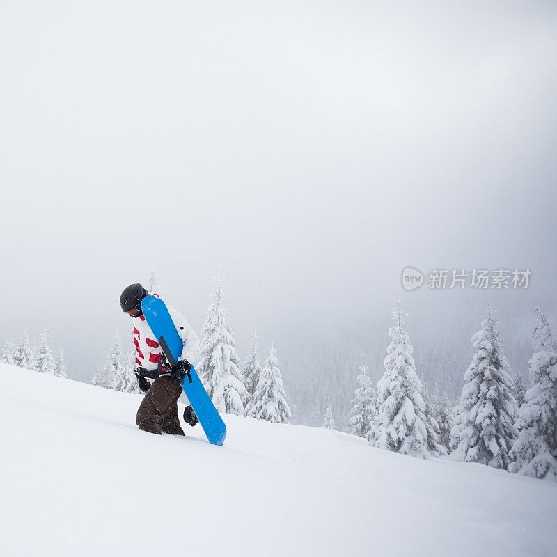 Lonley在山上滑雪