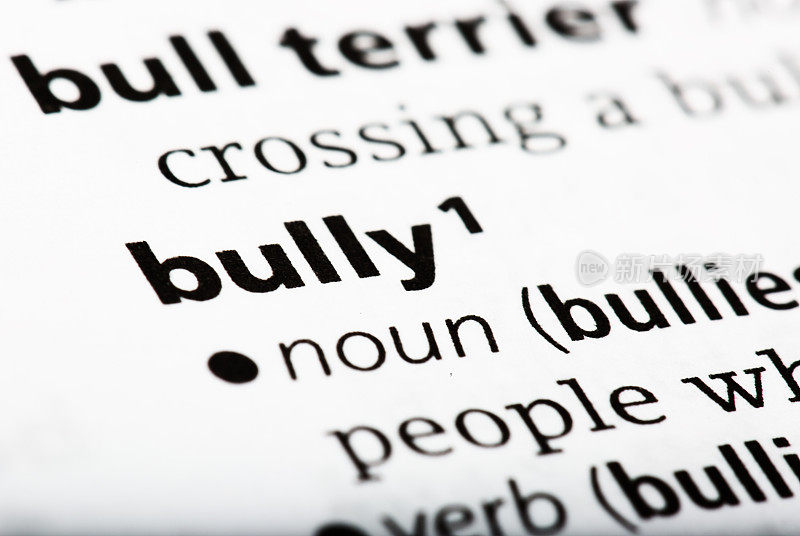 单词bully和定义印在英语词典上