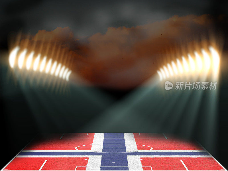 足球场与挪威国旗纹理的领域