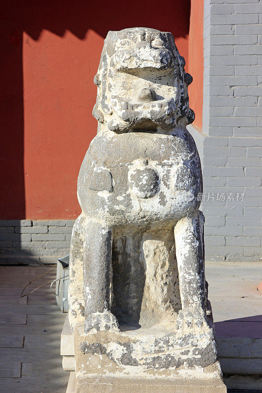 寺庙里的石狮，特写照片
