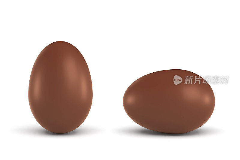 两个巧克力蛋在水平和垂直视图的3d渲染