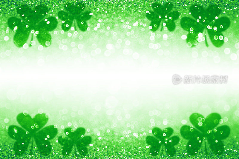 圣帕特里克日三叶草爱尔兰幸运的绿色背景