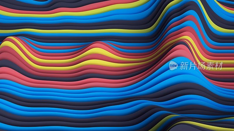 抽象的明亮背景的薄彩色面板，共同形成一个波浪图案