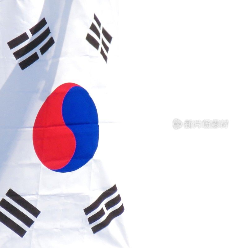 韩国国旗和白色边缘