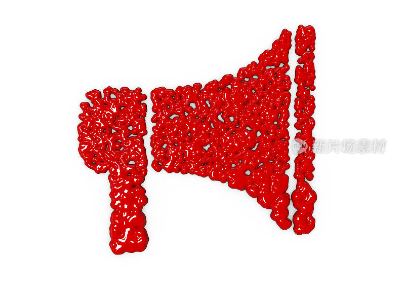 在白色背景上滴血的扩音器符号