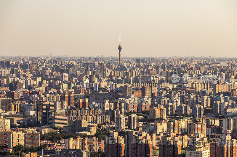 北京日落的全景