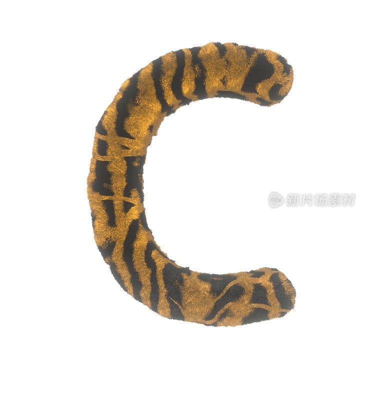 毛茸茸的老虎主题字体白色背景字母C