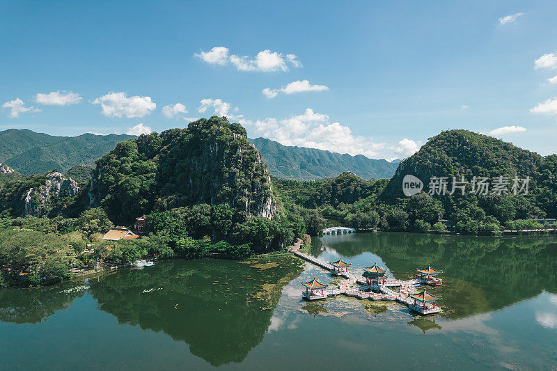 肇庆市七星洞(五龙阁)鸟瞰图