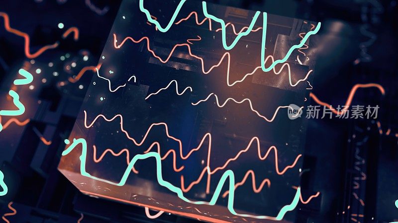 抽象的声波。彩色波浪数字音乐均衡器。图形波形技术背景