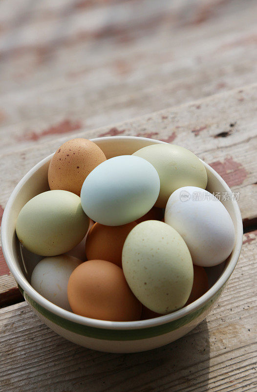 五颜六色的鸡蛋来自农场
