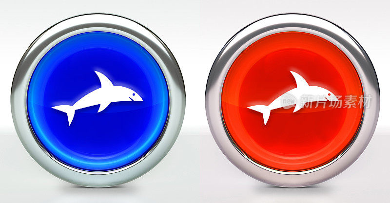 鲨鱼图标按钮与金属边缘
