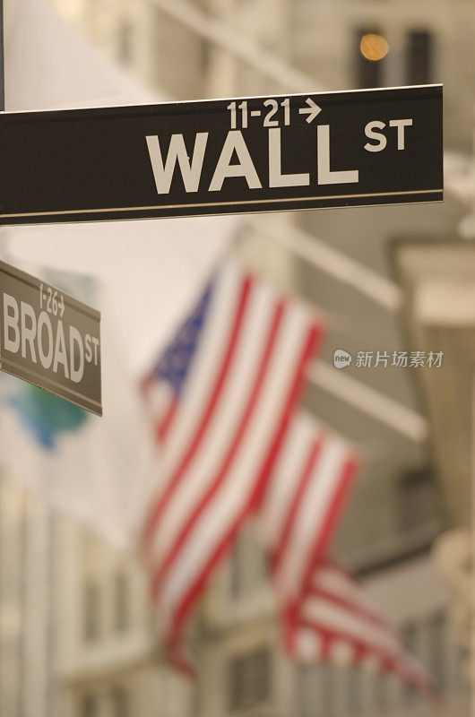 纽约证券交易所附近的华尔街标志