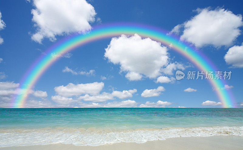 阳光和彩虹的海滩