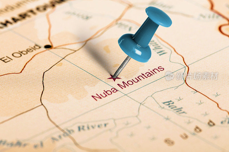 努巴山区位置。地图上的蓝色大头针。