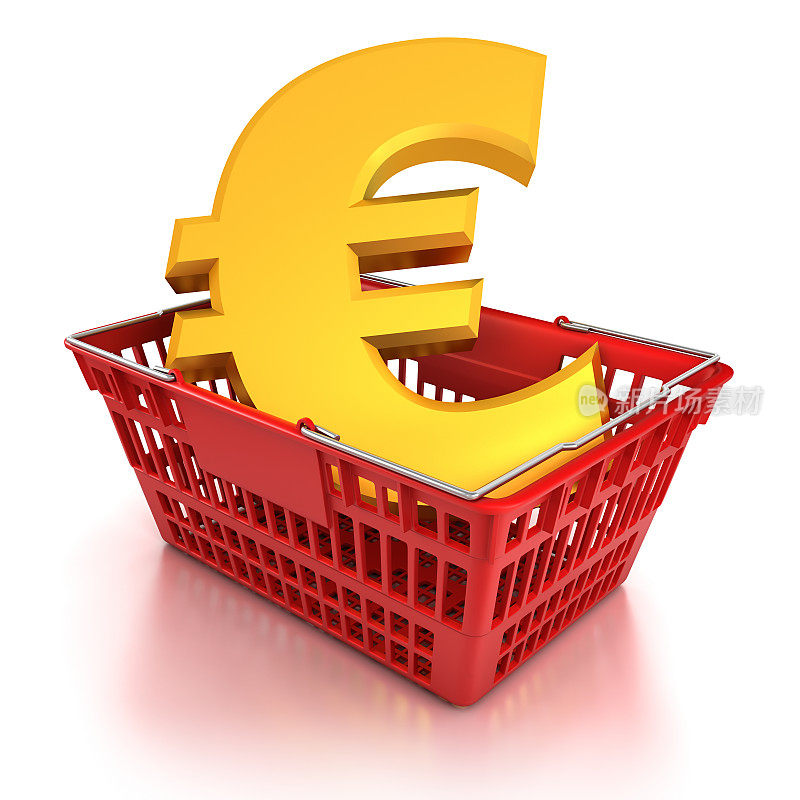 欧元符号在购物篮-与剪切路径孤立
