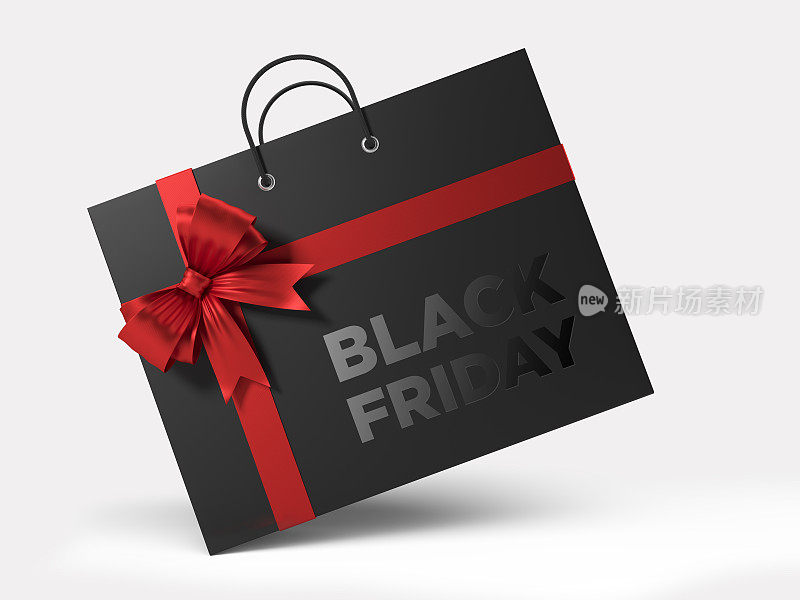 黑色星期五购物概念:黑色购物袋孤立在白色背景