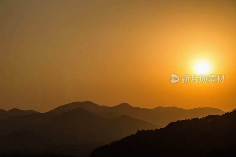 中国杭州的日落