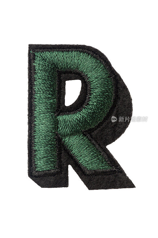 大写字母R，用线缝合
