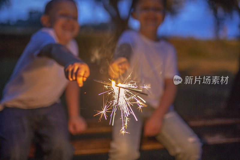 烟花在夜晚闪闪发光