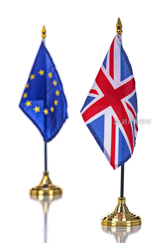 英国国旗在欧盟旗帜的前景-概念脱欧