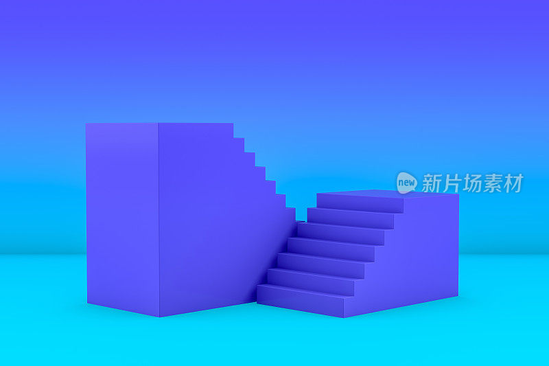 3D抽象的最小楼梯，梯子，讲台