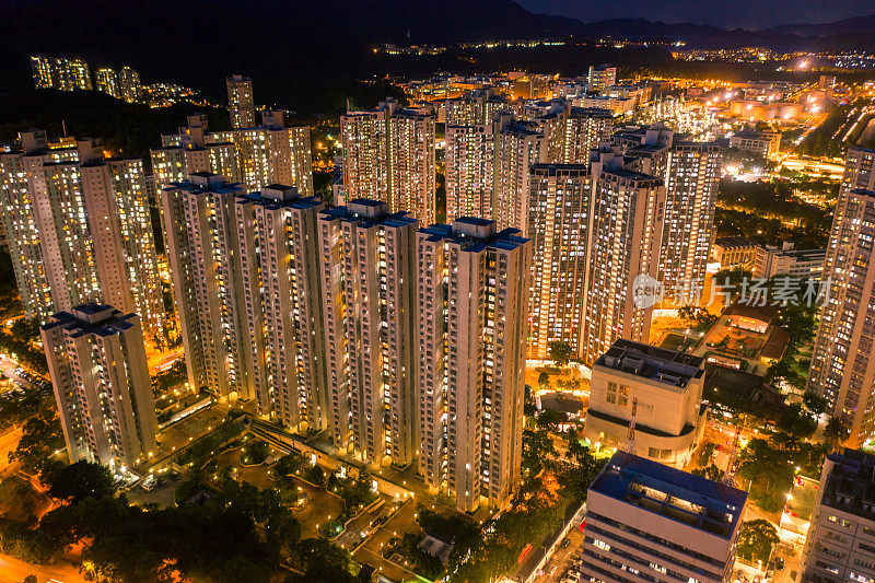 香港大埔新市镇的无人机瞰图