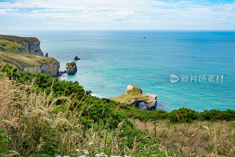 隧道海滩在新西兰南岛，达尼丁，新西兰