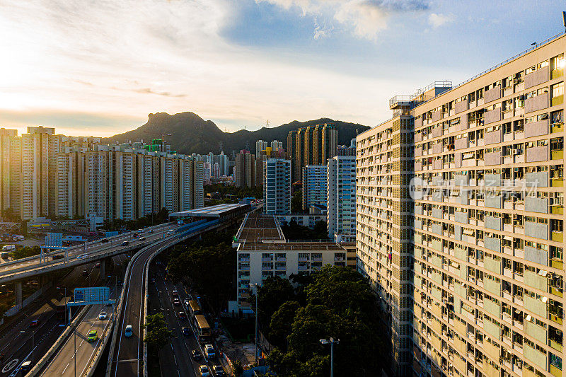 香港九龙城彩虹村鸟瞰图