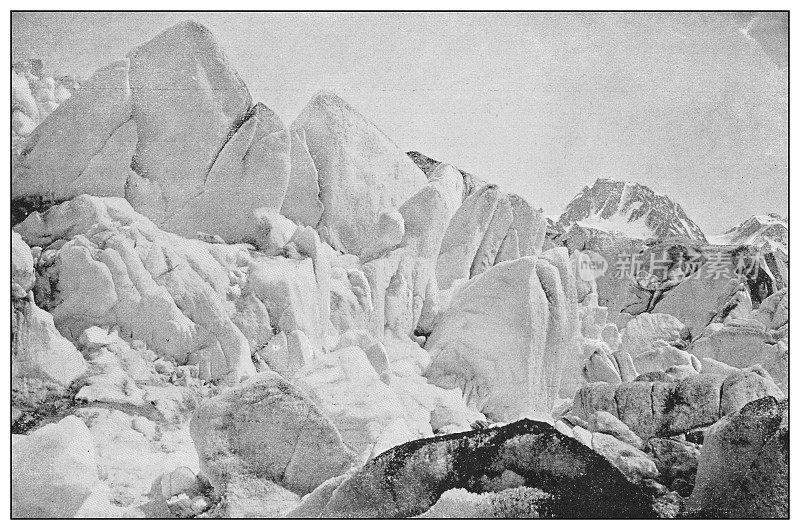 美国古老的黑白照片:缪尔冰川