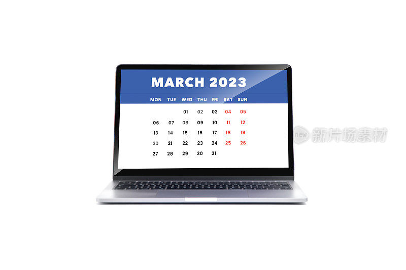2023年3月日历在电脑屏幕上
