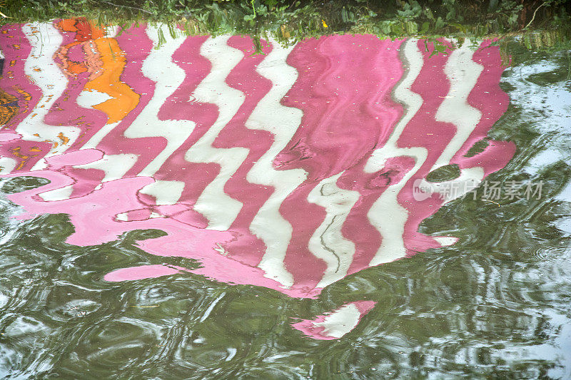 彩色帐篷在水中的倒影
