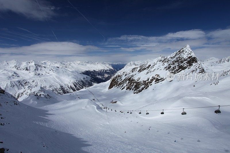 滑雪胜地的高景色