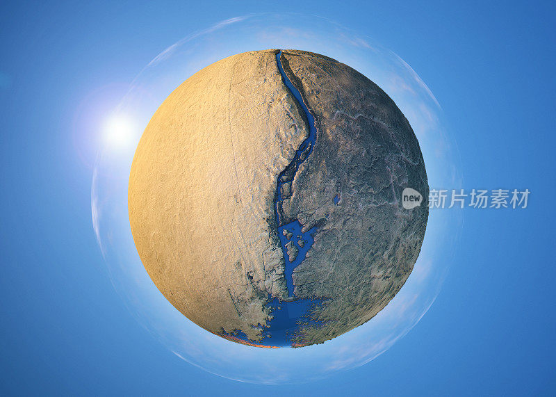 阿斯旺大坝3D小星球360度球体全景图