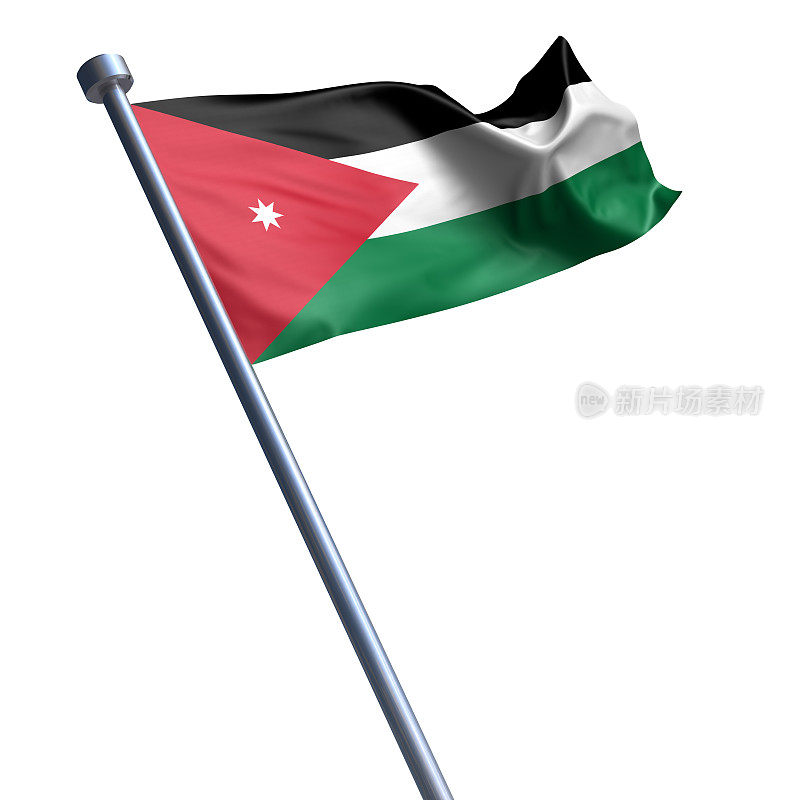 孤立的约旦国旗上的白色