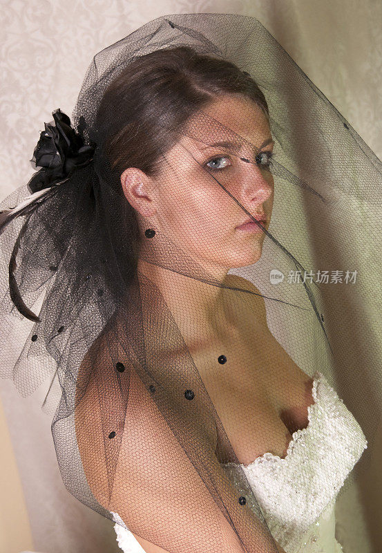 黑色鸟笼面纱的新娘