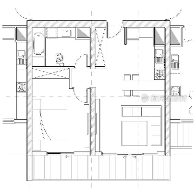 一居室平面建筑平面图