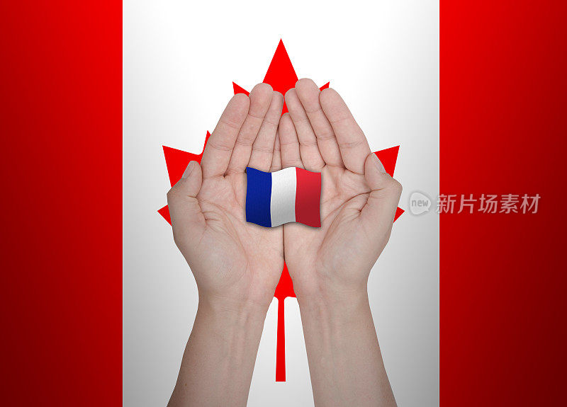 加拿大手保护法国国旗