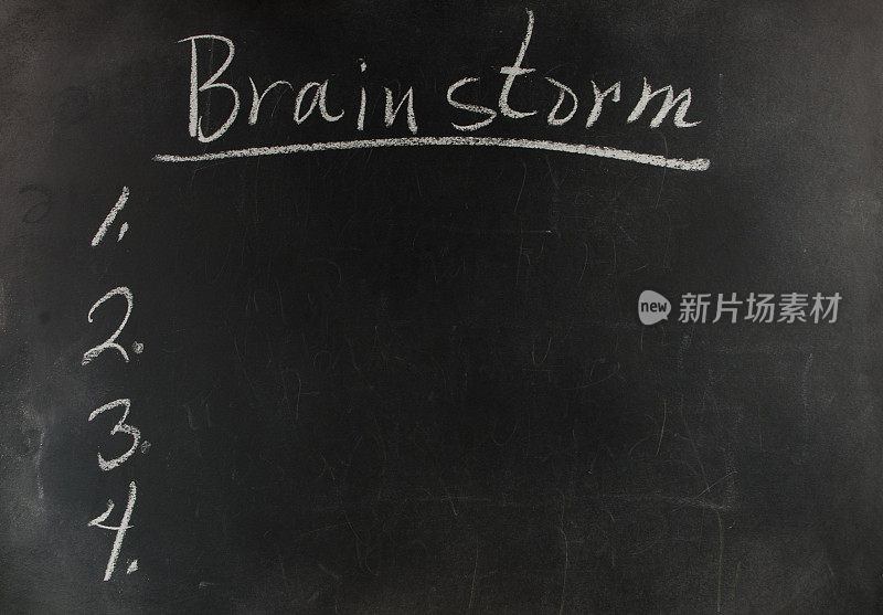 黑板上写着空白的头脑风暴表