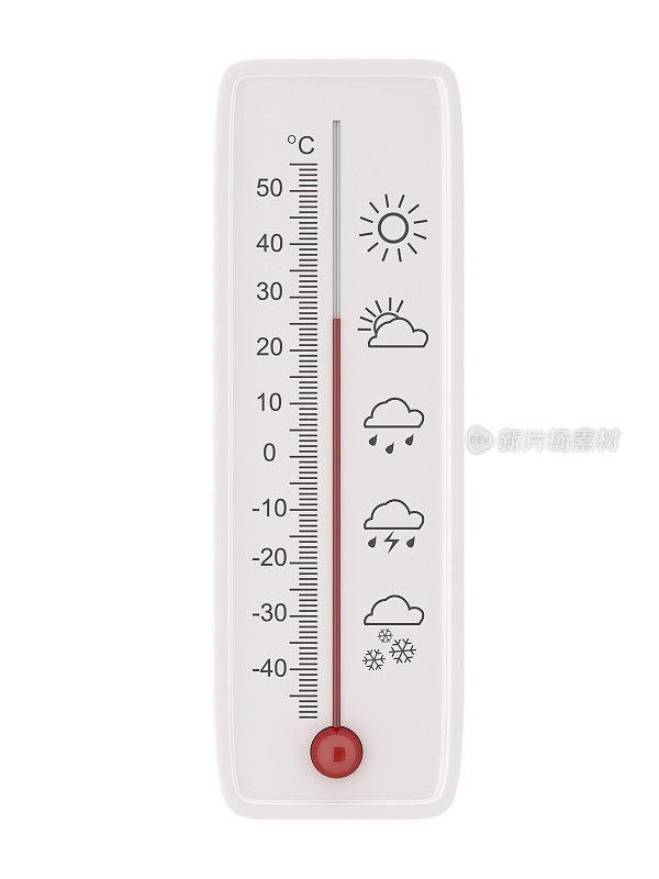 天气预报，温度计上的气象图标